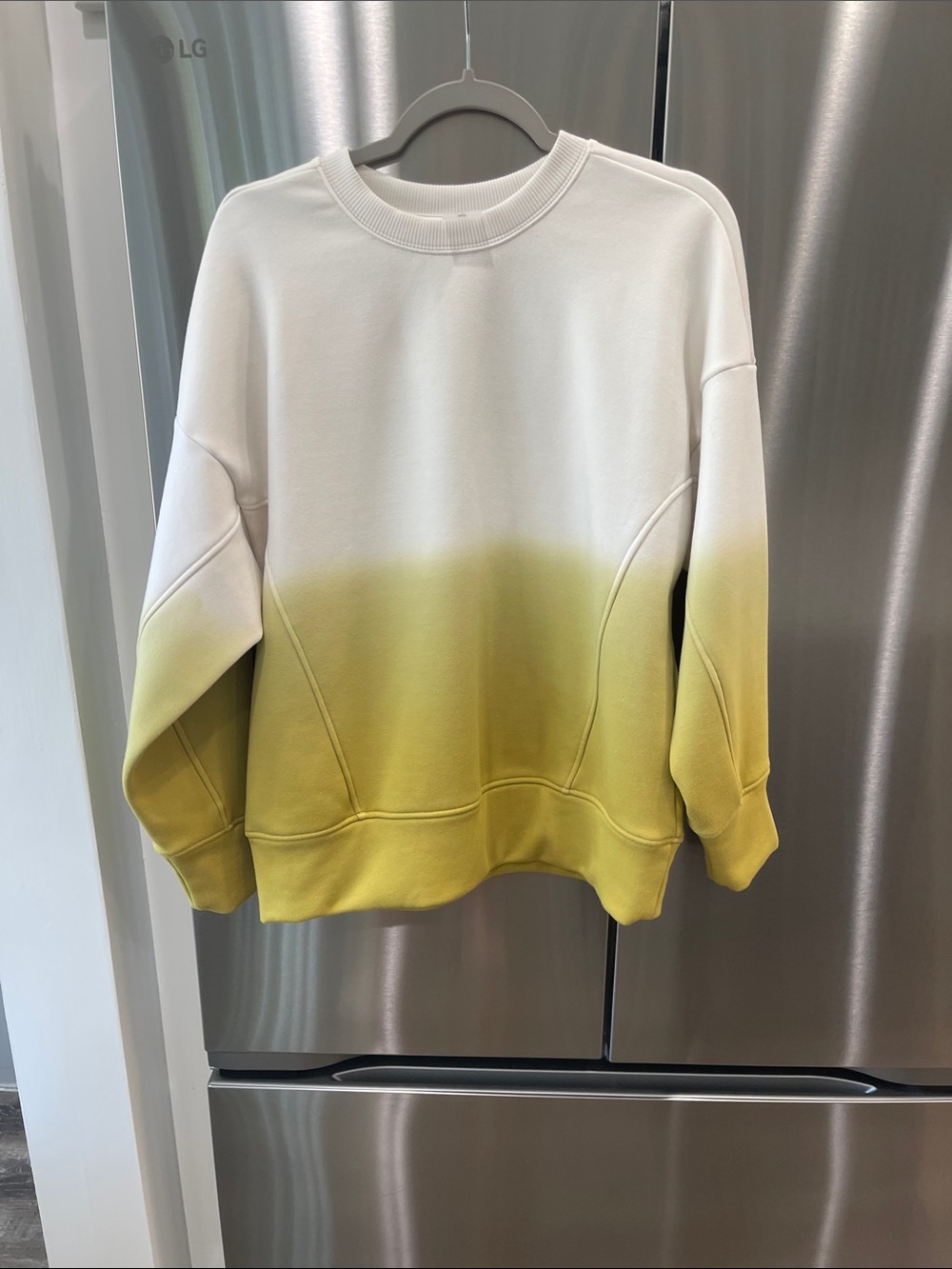 CALIA by Carrie Underwood Cream and Yellow Green Ombre Crewneck Sweater